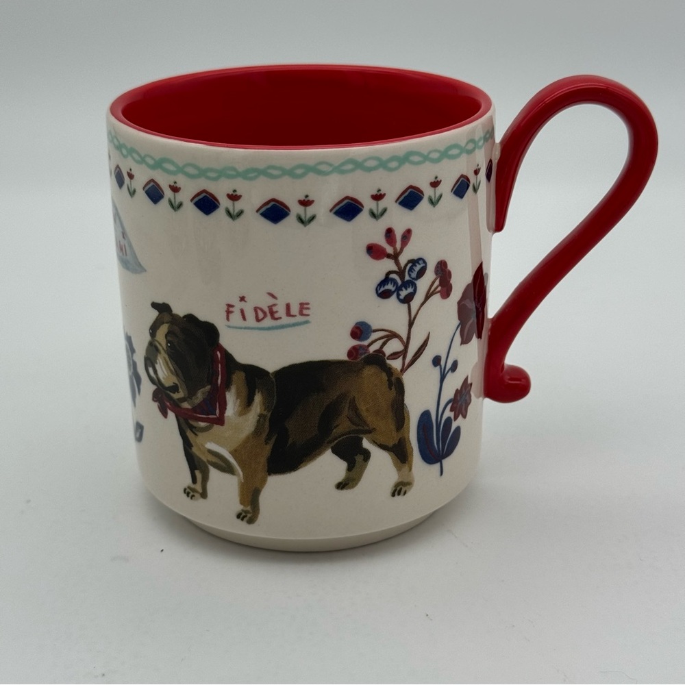 NEW ANTHROPOLOGIE COFFEE TEA MUG CUP HERITAGE BULLDOG PUG FIDELE NATHALIE LETE